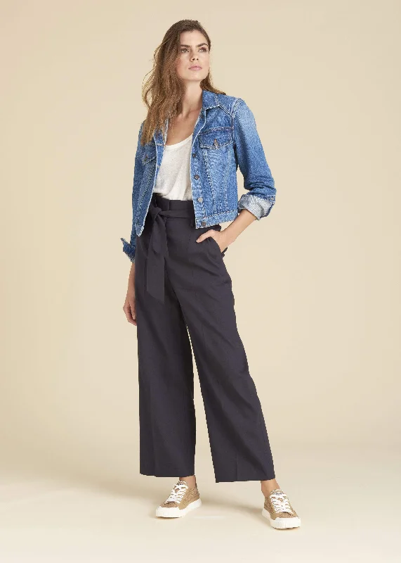 Elice Belted Wide-Leg Pants Comfy High-Waist Jeans