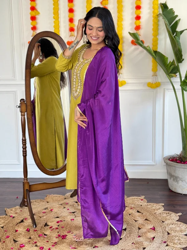 Women Party Wear Embroidery Worked Kurta With Pant And Duppata Set Stylish Harem Pants