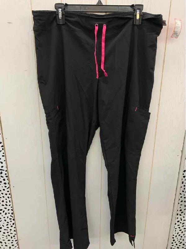 Smitten Black Womens Size L/P Scrub Pants Trendy Tapered Pants