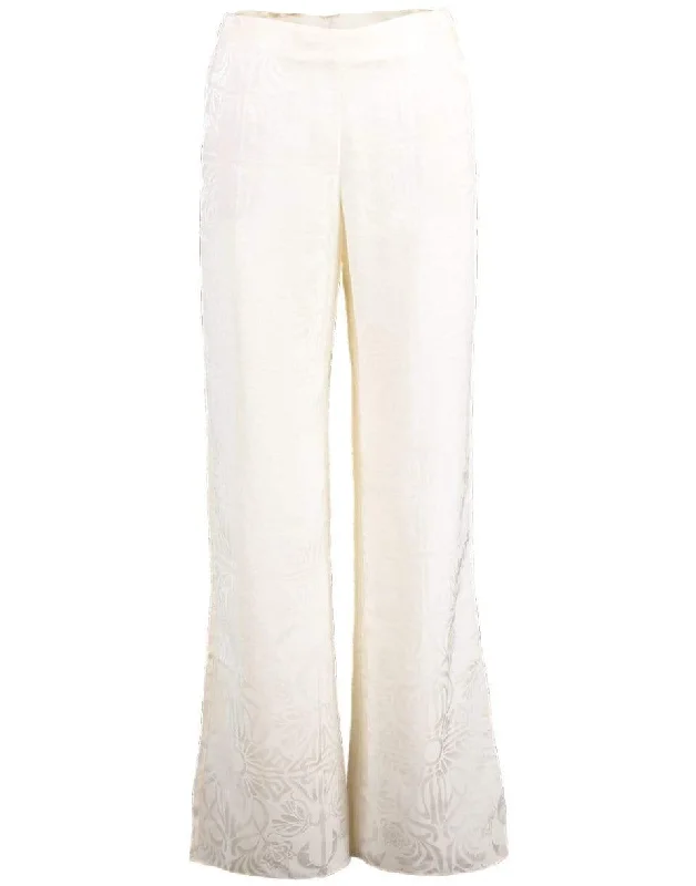 Ecru Garden Oasis Pants Elegant High-Waist Pants