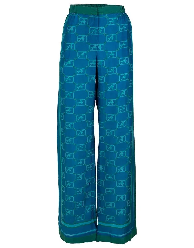 Fantasy Blue AF Silk Printed Palazzo Pant High-Waist Jeans