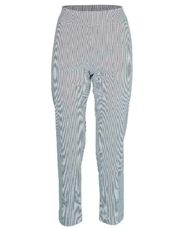 Lili Seersucker Striped Pant Chic Wool Trousers