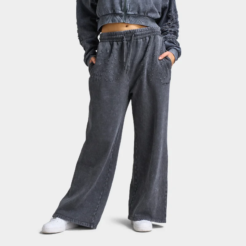 Supply & Demand Women's Distress Wide Leg Pants / Asphalt Stylish Elastic Waist Pants