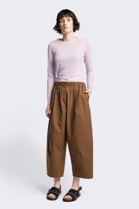 Factor Pleat Pant Brown Comfortable Maternity Pants