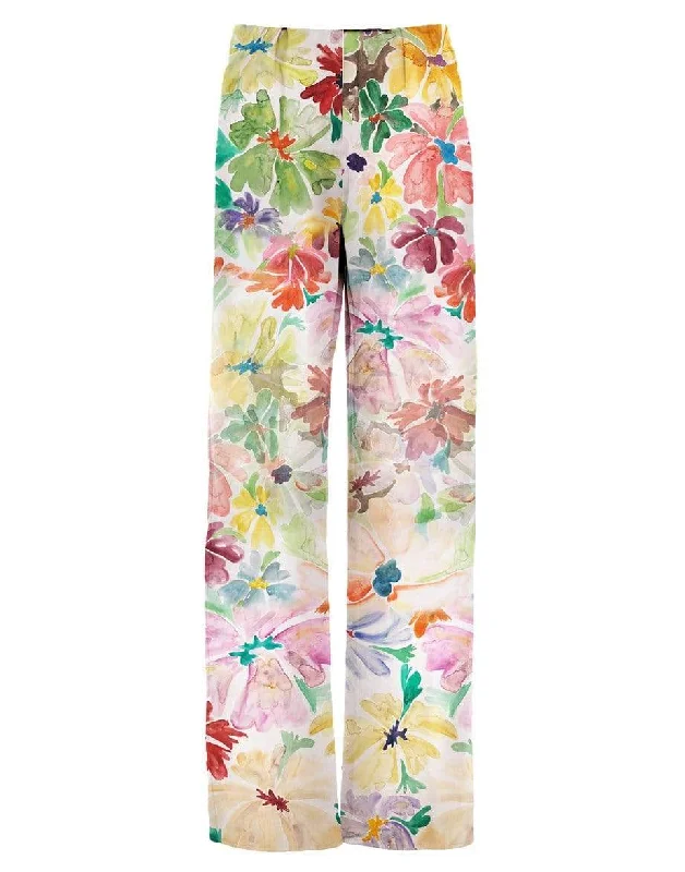 Watercolor Floral Print PJ Pant Casual Sweatpants Style