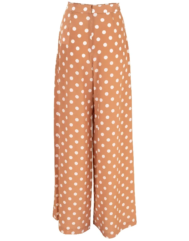 Polka Dot Silk Wide Leg Pant Casual Track Pants
