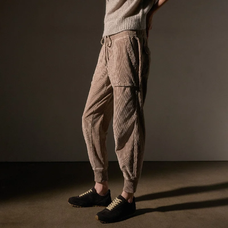 Corduroy Mixed Media Pant - Coyote Pigment Trendy Velvet Pants