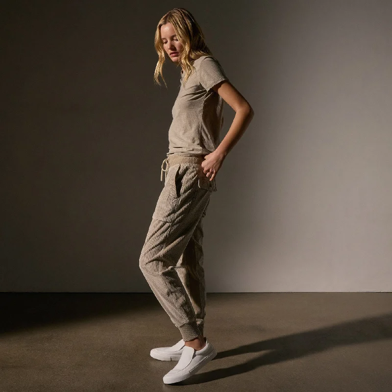 Corduroy Mixed Media Pant - Overcast Pigment Relaxed High-Waist Trousers