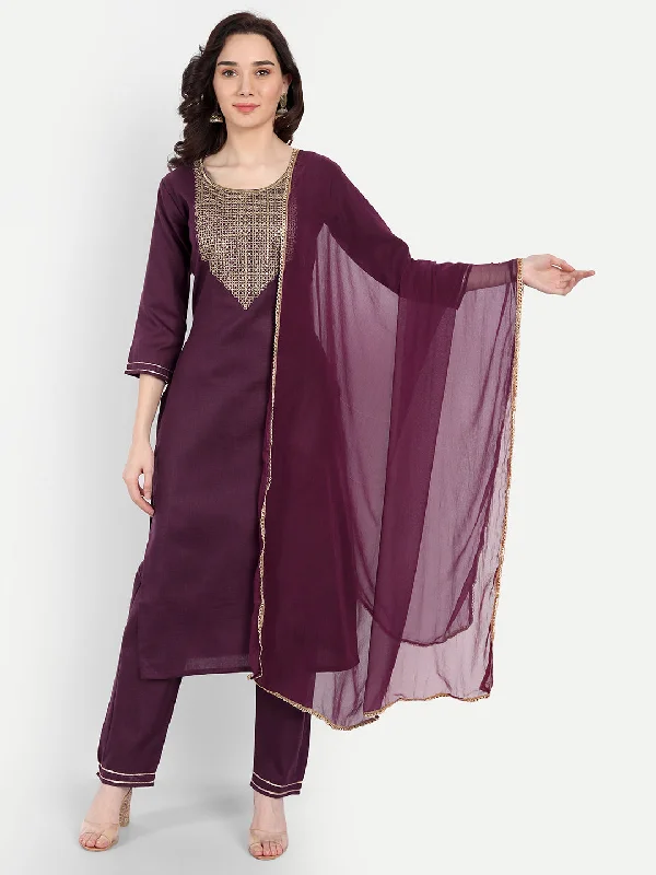 Women Party Wear Jari Butta Worked Kurta With Pant And Duppata Set Soft Cotton Pants