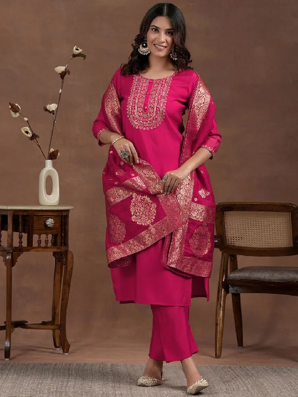 Women Party Wear Embroidery Worked Kurta With Pant And Duppata Set Casual Lounge Pants