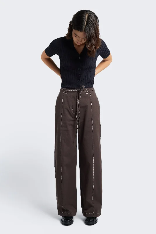 Found Tie Front Pant Brown Cozy Maternity Pants