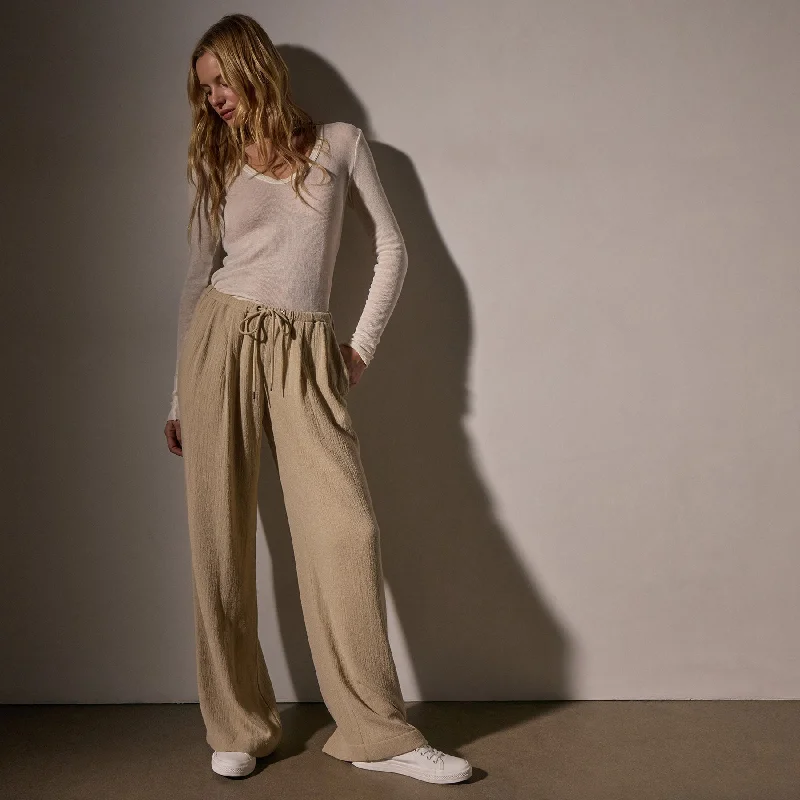 Pleated Wool Blend Pant - Biscuit Formal Linen Trousers