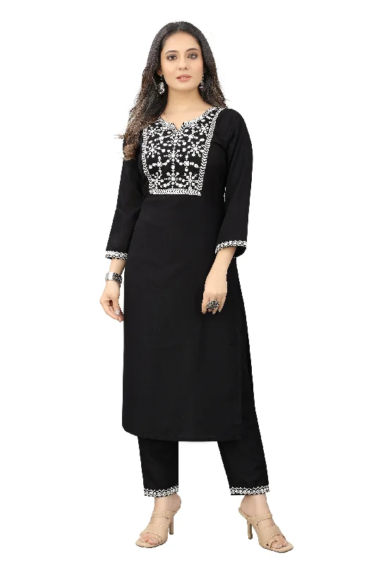 Women Party Wear Thraed Worked Kurta With Pant Set Cozy Maternity Pants