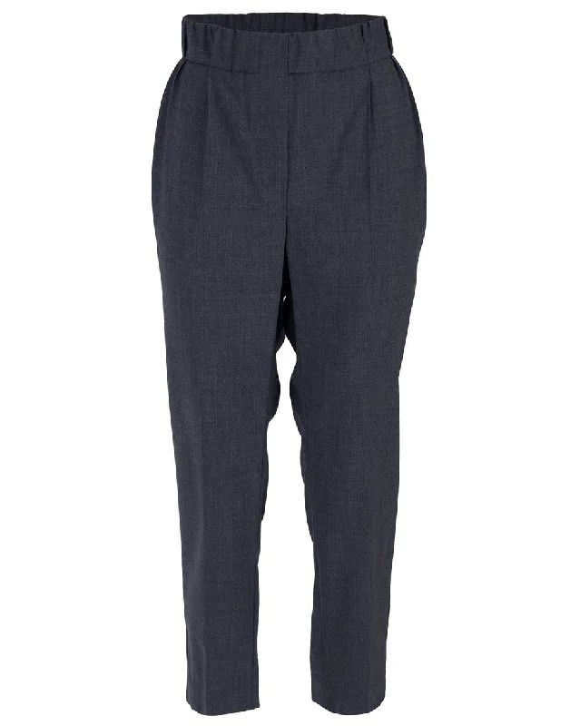 Dark Grey Tropical Wool Monili Side Stripe Pull On Pant Cozy Maternity Pants