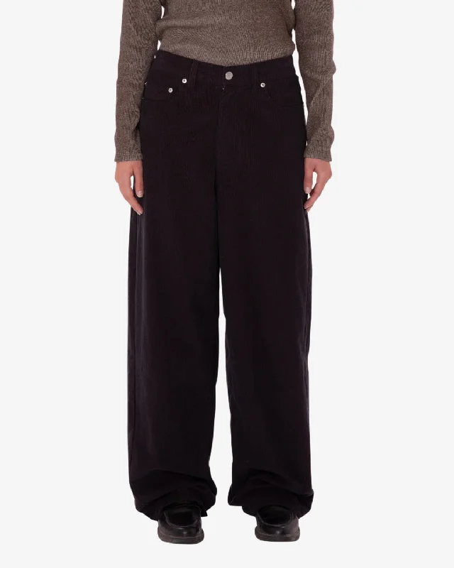 LEAH BAGGY 2-TONE CORD PANT Relaxed High-Waist Trousers