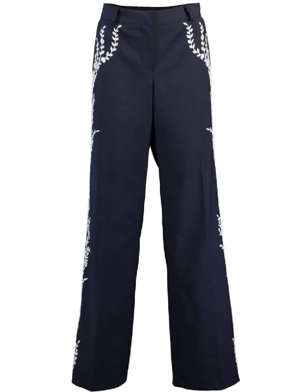 Embroidered Linen Pant Comfortable Denim Leggings