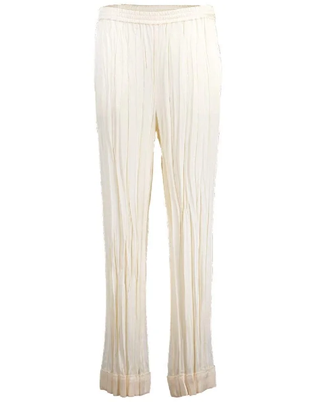 Crushed Satin Charmeuse Pajama Pants Cozy Full-Length Pants