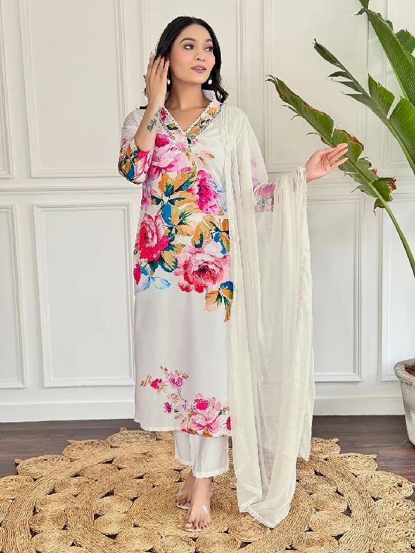 Women Party Wear Embroidery Worked Kurta With Pant And Duppata Set Formal Dress Pants
