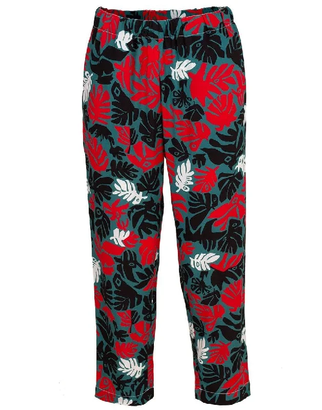 Palm Print Pant Elegant Silk Pants