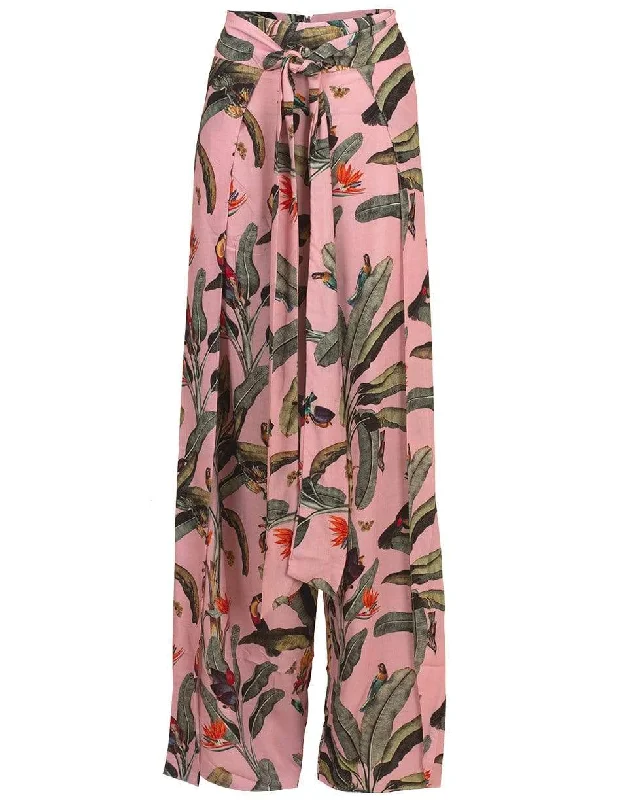 Tropical Tie Waist Pant Relaxed Fit Trousers