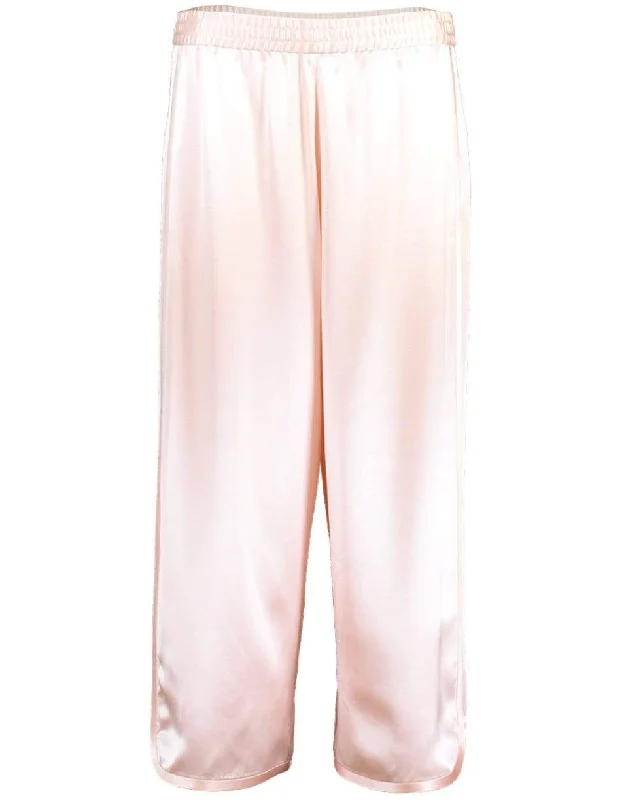 Blush Silk Charmeuse Track Pant Wide-Legged Palazzos