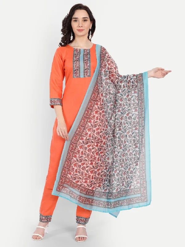 Women Party Wear Yoke Patch Worked Kurta With Pant And Duppata Set Stylish Casual Pants