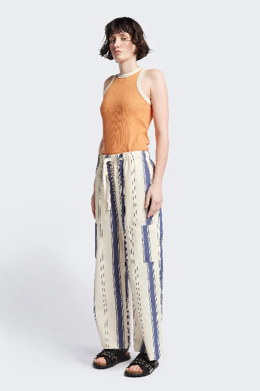 Aer Vital Pant Blue/Ecru Wide-Legged Palazzos