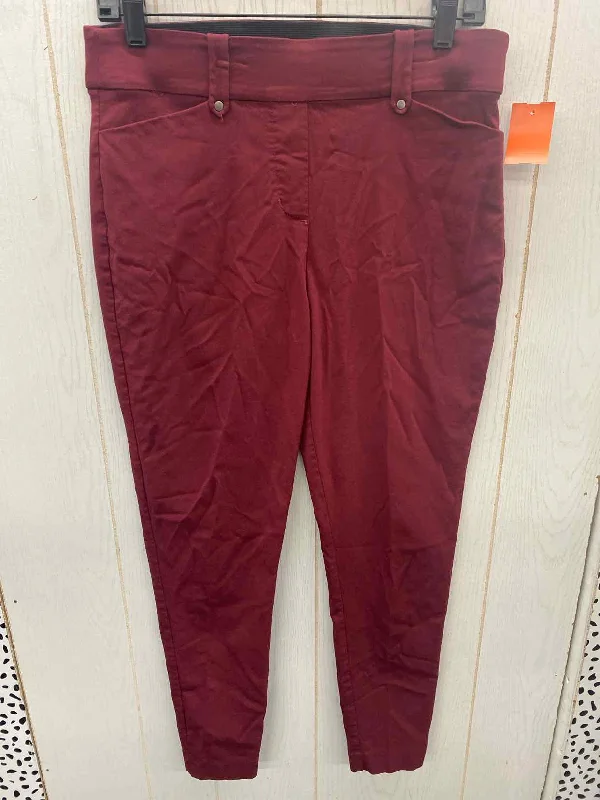 Maurices Burgundy Womens Size 8/10 Pants Comfy Cargo Trousers