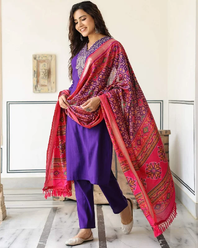 Women Party Wear Embroidery Worked Kurta With Pant And Duppata Set Formal Dress Pants