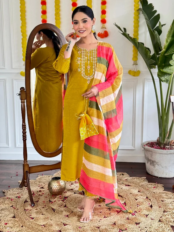 Women Party Wear Embroidery Worked Kurta With Pant And Duppata Set Chic Black Leggings