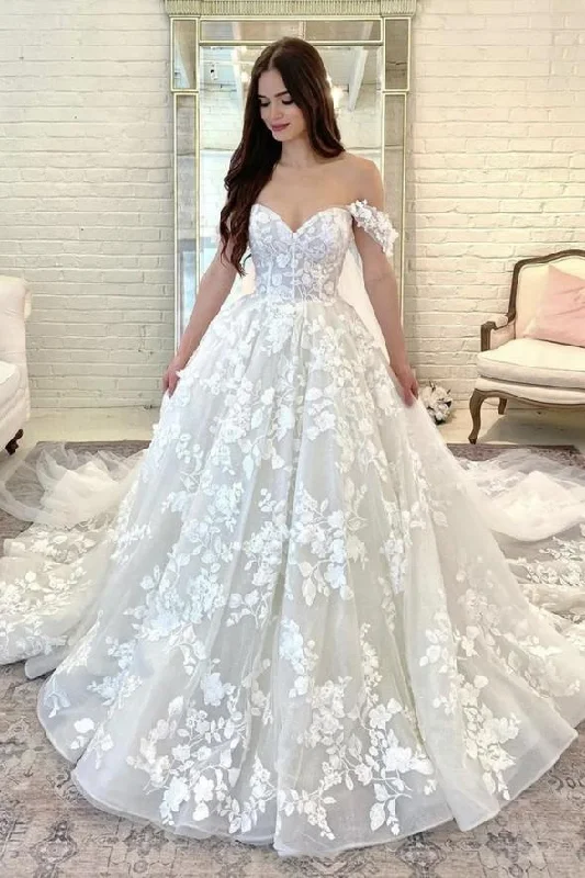 White lace long ball gown dress formal dress C1279