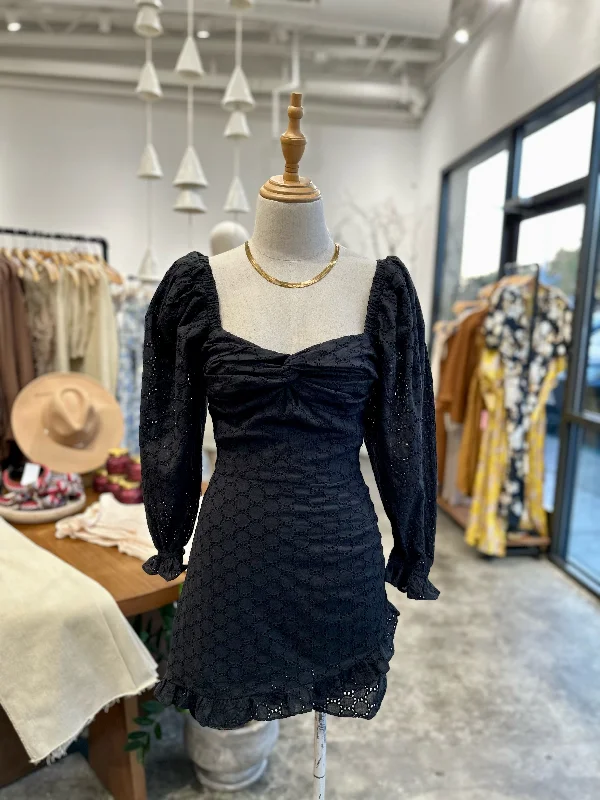 CALLIOPE  BLACK EYELET DRESS