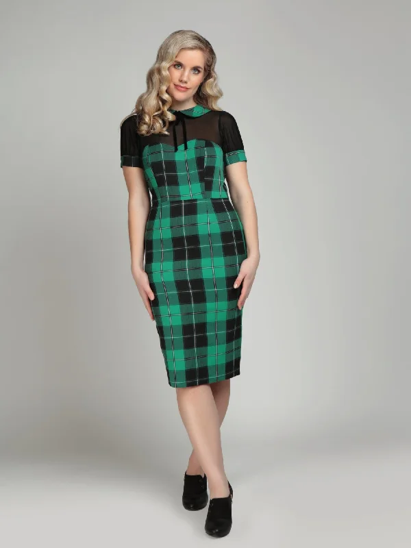 Collectif Mac Foliage Check Pencil Dress