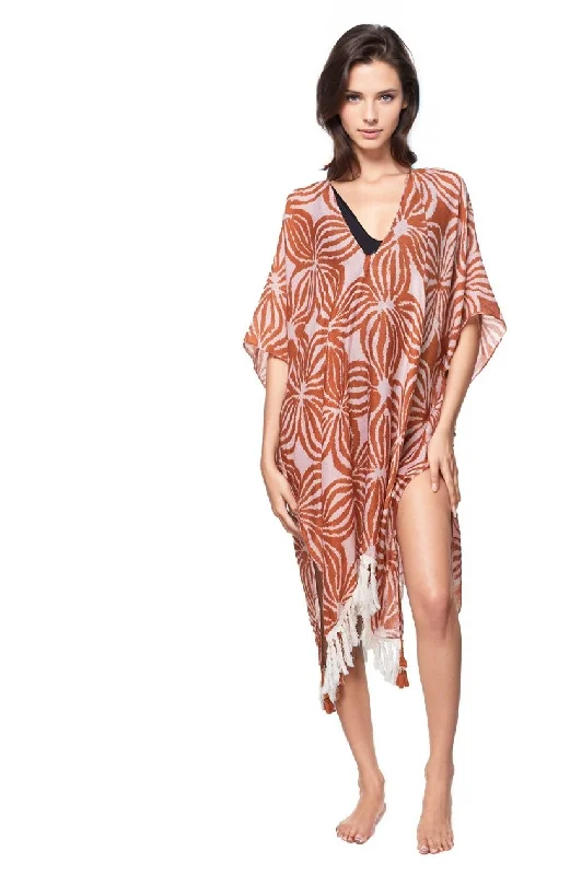 Samoa Island Print V-Neck Sun Dress Coverup