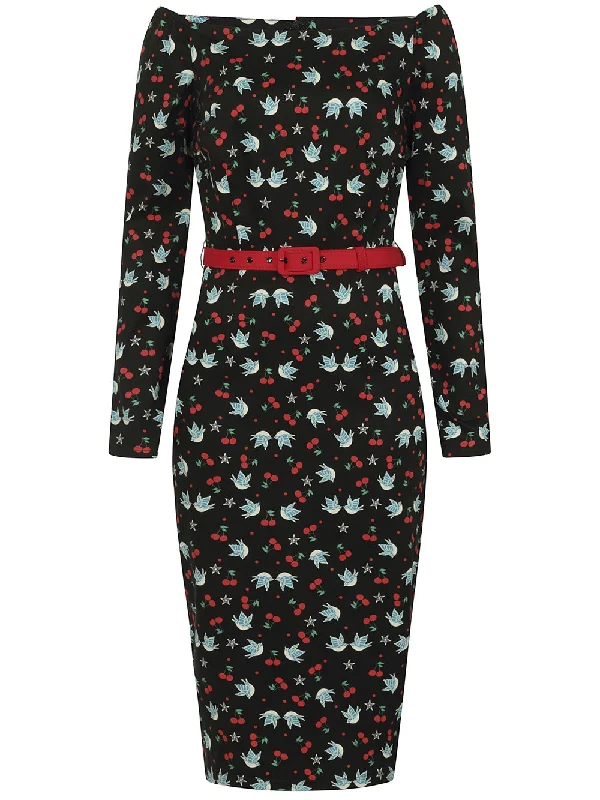 Collectif Meg Swallows & Cherries Pencil Dress