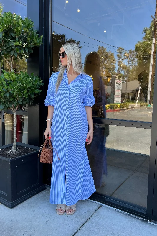 ARCADIA BLUE BUTTON DOWN DRESS