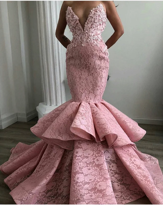 lace evening dresses long 2020 luxury mermaid pink elegant evening gown vestido de Longo lace evening dresses long 2020 luxury mermaid pink elegant evening gown vestido de Longo
