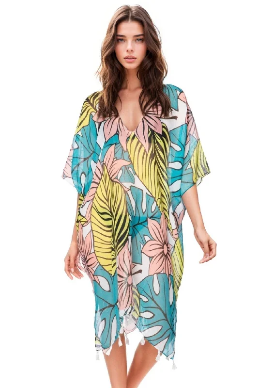 Botanic Pop V-Neck Dress in Multi