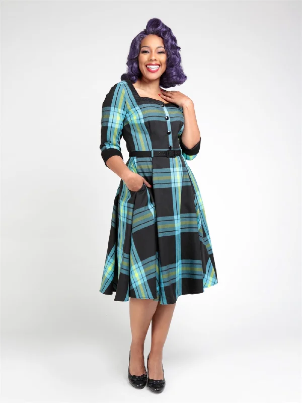 Collectif Linette Evening Check Swing Dress