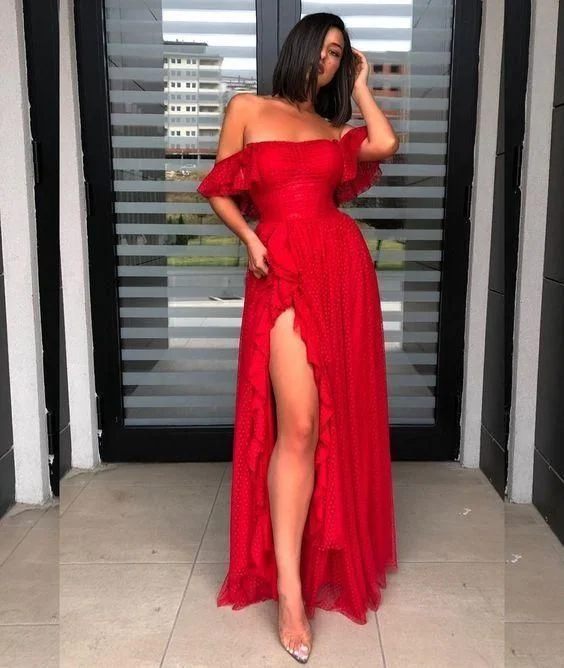 Sexy long prom dress with split C349