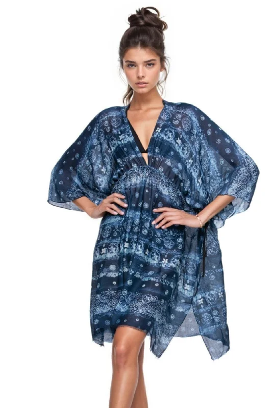 Flower Stamps Isle Dress in Navy