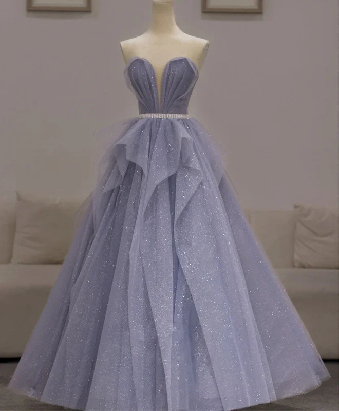 Purple Sweetheart Neck Tulle Sequin Long Prom Dress, Purple Ball Gown Graduation Dress Purple Sweetheart Neck Tulle Sequin Long Prom Dress, Purple Ball Gown Graduation Dress