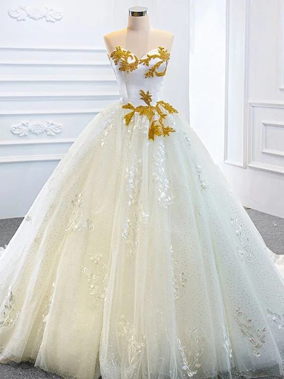 White Applique Print Lace Wedding Bridal Gown Backless Lace-up Long Formal Prom Dress C1839