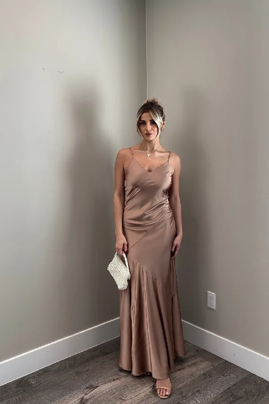 MONIQUE GOLD LONG SLIP DRESS