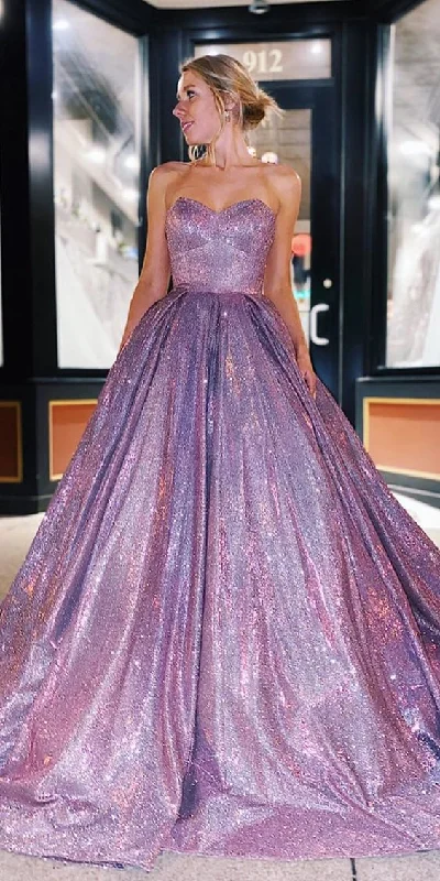 Sweetheart Purple Ball gown Sparkly Prom Dress C1208