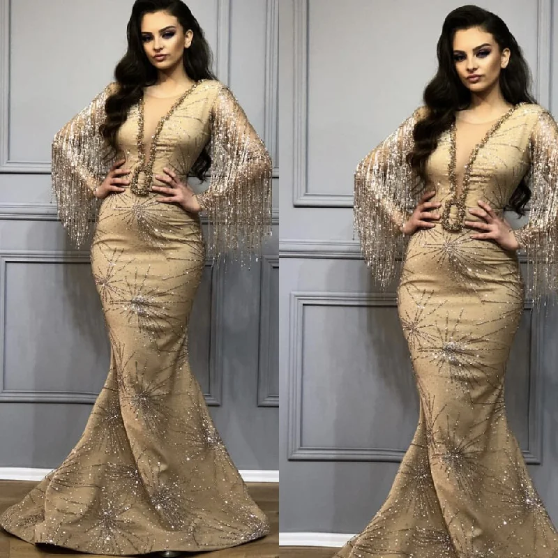 tassel evening dress 2020 mermaid beaded sparkle gold evening gown long women formal dress tassel evening dress 2020 mermaid beaded sparkle gold evening gown long women formal dress