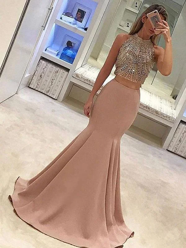 luxury evening dresses long mermaid o neck beaded dusty pink sexy formal dresses 2 piece prom dress luxury evening dresses long mermaid o neck beaded dusty pink sexy formal dresses 2 piece prom dress