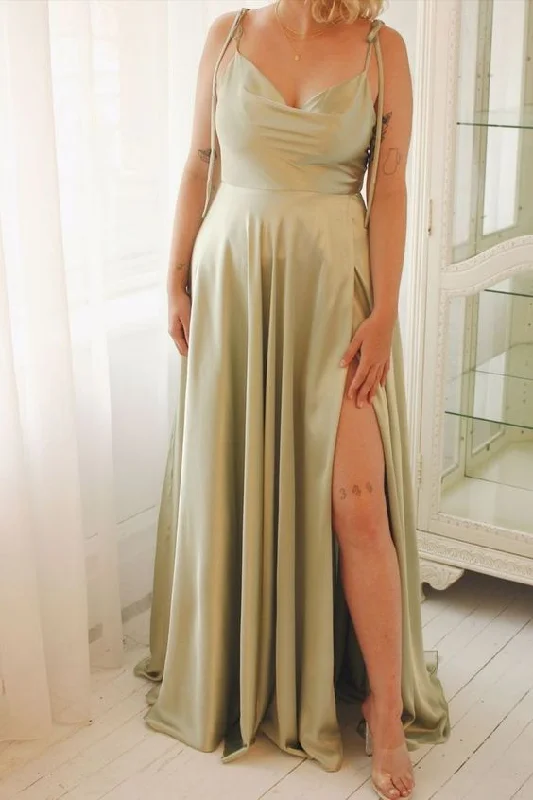 Sage Green Long Prom Dress C941