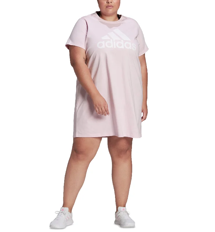 Adidas Plus Size Cotton Badge Of Sports T-Shirt Dress Zippered Front Buttoned Front Snap Front