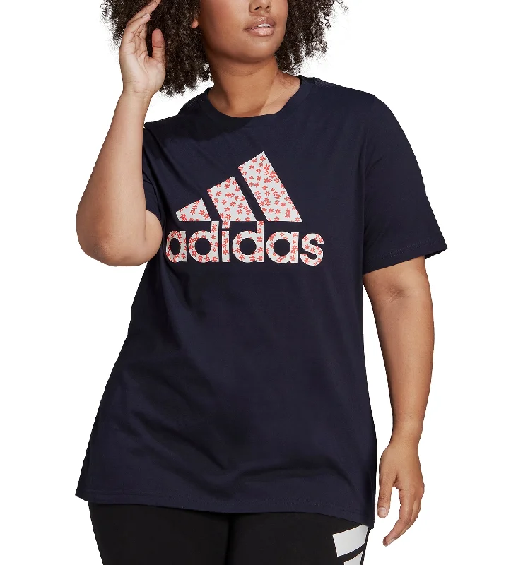 Adidas Plus Size Floral Logo Graphic T-Shirt Fleece Fabric Down Fabric Feather Fabric Adidas Plus Size Floral Logo Graphic T-Shirt Fleece Fabric Down Fabric Feather Fabric